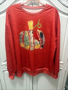 Women’s Orange Pumpkin Patch Crewneck Sweatshirt - XL